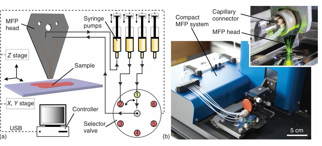 Microfluidic probe system application setup